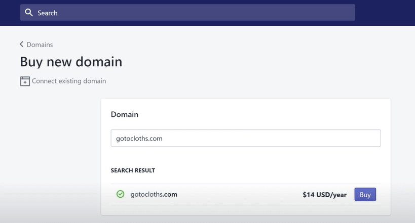Shopify Website Builder: Buy New Domain